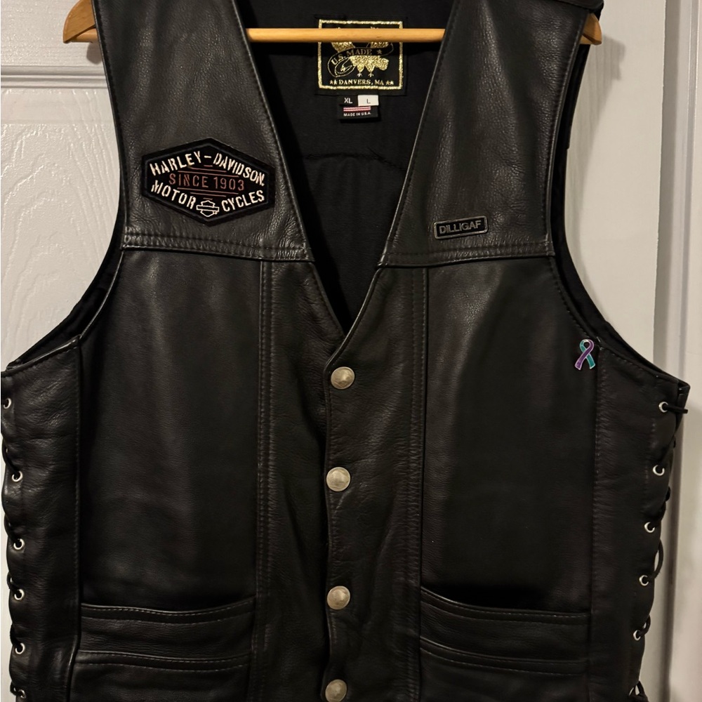 Harley-Davidson Black Leather Motorcycle Vest